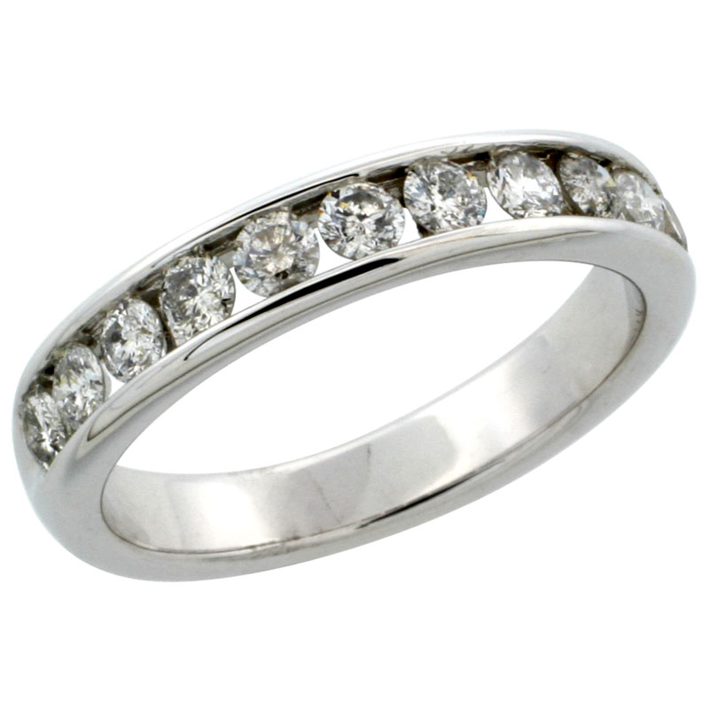 10k White Gold 11-Stone Ladies' Diamond Ring Band w/ 0.81 Carat Brilliant Cut Diamonds, 5/32 in. (4mm) wide