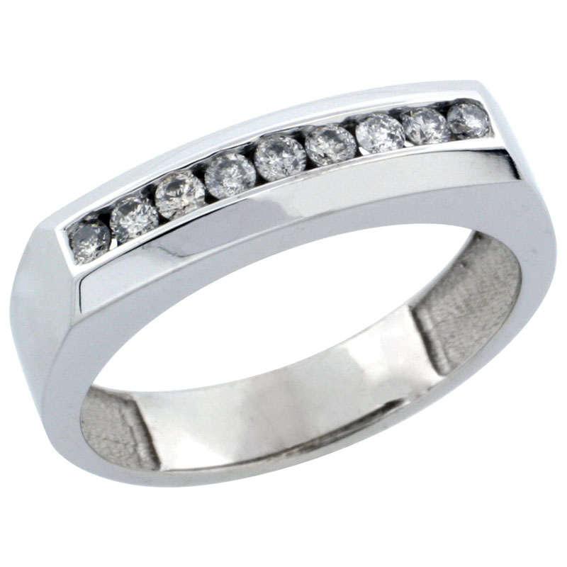 10k White Gold 9-Stone Ladies' Diamond Ring Band w/ 0.24 Carat Brilliant Cut Diamonds, 3/16 in. (5mm) wide