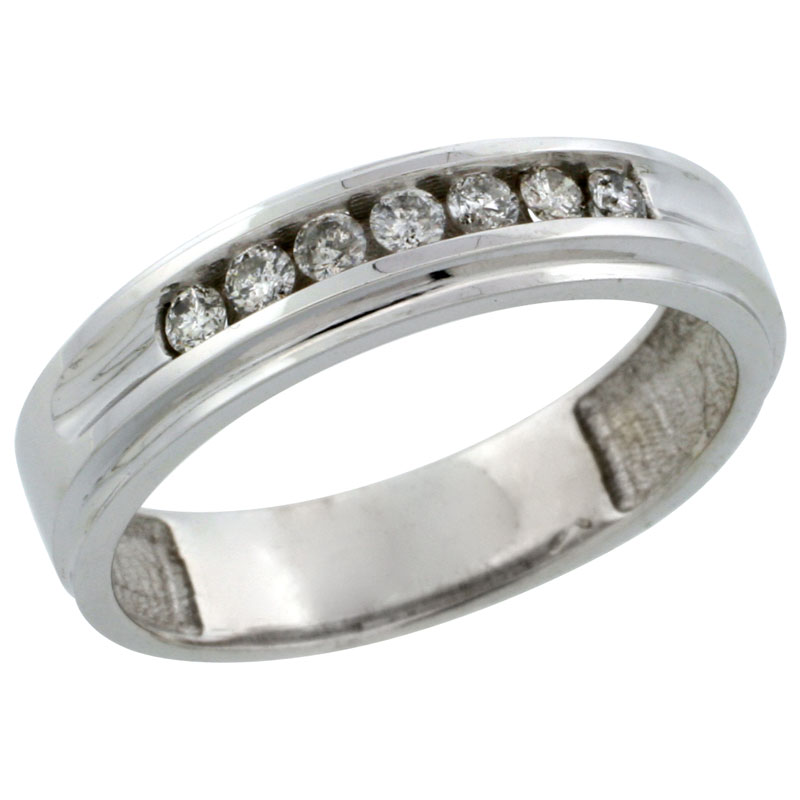 10k White Gold 7-Stone Ladies' Diamond Ring Band w/ 0.21 Carat Brilliant Cut Diamonds, 3/16 in. (5mm) wide