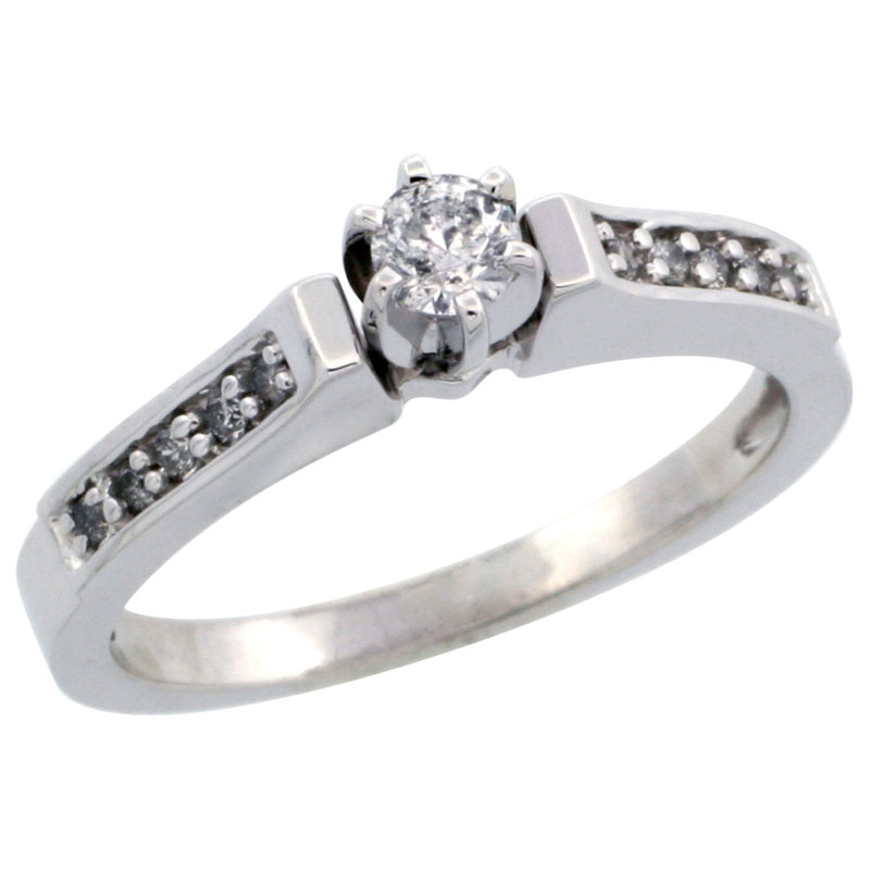 10k White Gold Diamond Engagement Ring w/ 0.27 Carat Brilliant Cut Diamonds, 1/8 in. (3mm) wide