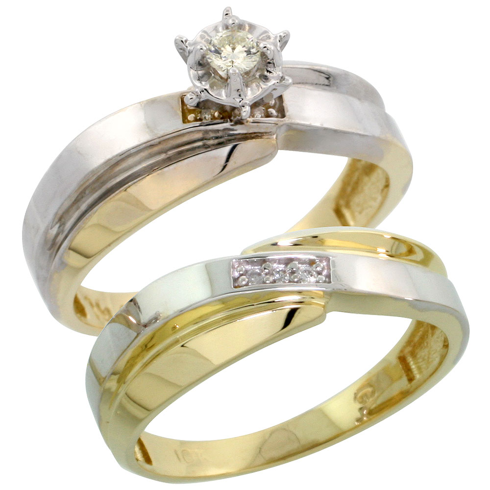 10k Yellow Gold Ladies� 2-Piece Diamond Engagement Wedding Ring Set, 1/4 inch wide