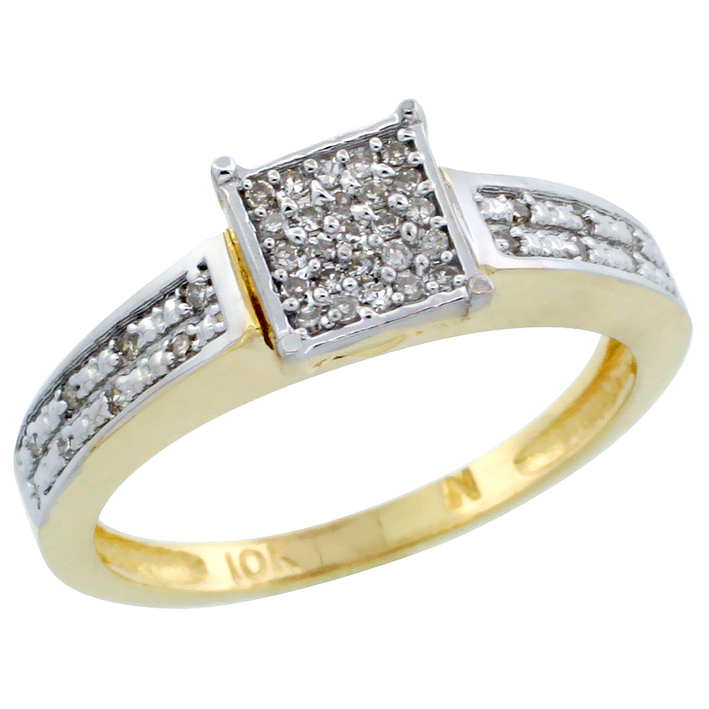 10k Gold Diamond Engagement Ring w/ 0.145 Carat Brilliant Cut Diamonds, 1/8 in. (3mm) wide