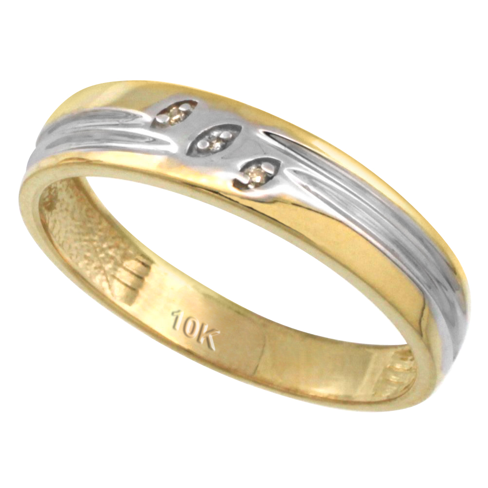 10k Gold Men's Diamond Wedding Ring Band, w/ 0.026 Carat Brilliant Cut Diamonds, 3/16 in. (5mm) wide