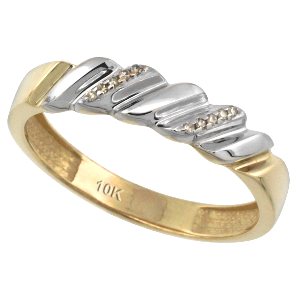 10k Gold Men's Diamond Wedding Ring Band, w/ 0.063 Carat Brilliant Cut Diamonds, 3/16 in. (5mm) wide