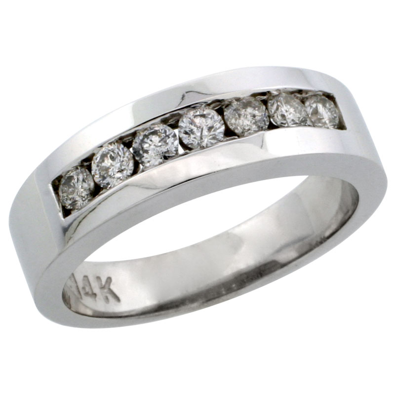 14k White Gold 7-Stone Ladies' Diamond Ring Band w/ 0.32 Carat Brilliant Cut Diamonds, 7/32 in. (5.5mm) wide