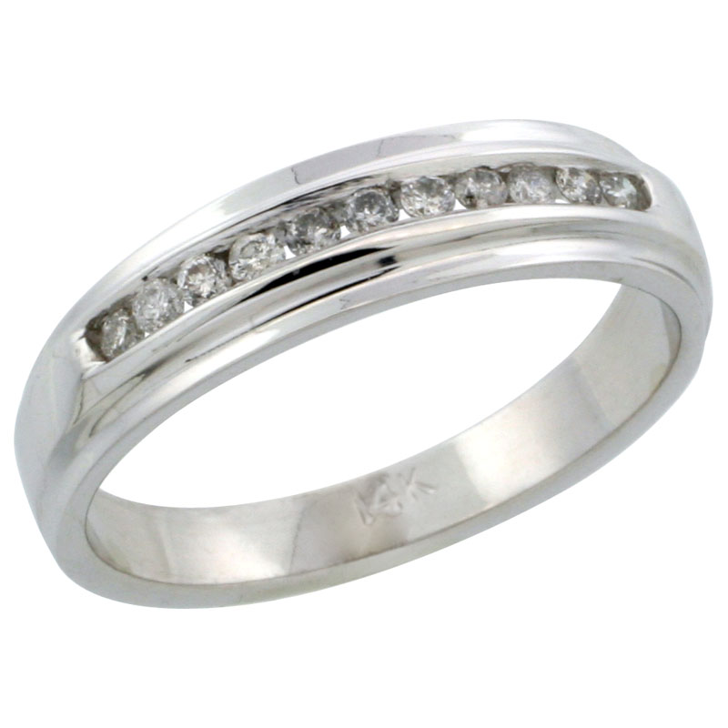 14k White Gold Ladies' Diamond Ring Band w/ 0.17 Carat Brilliant Cut Diamonds, 3/16 in. (5mm) wide