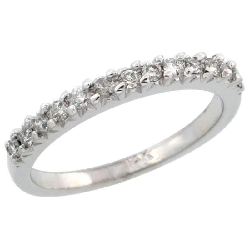 14k White Gold Ladies' Diamond Ring Band w/ 0.29 Carat Brilliant Cut Diamonds, 3/32 in. (2.5mm) wide