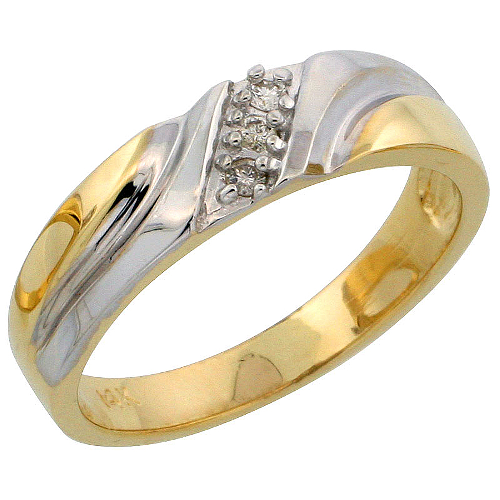 14k Gold Ladies' Diamond Band w/ Rhodium Accent, w/ 0.06 Carat Brilliant Cut Diamonds, 3/16 in. (5mm) wide