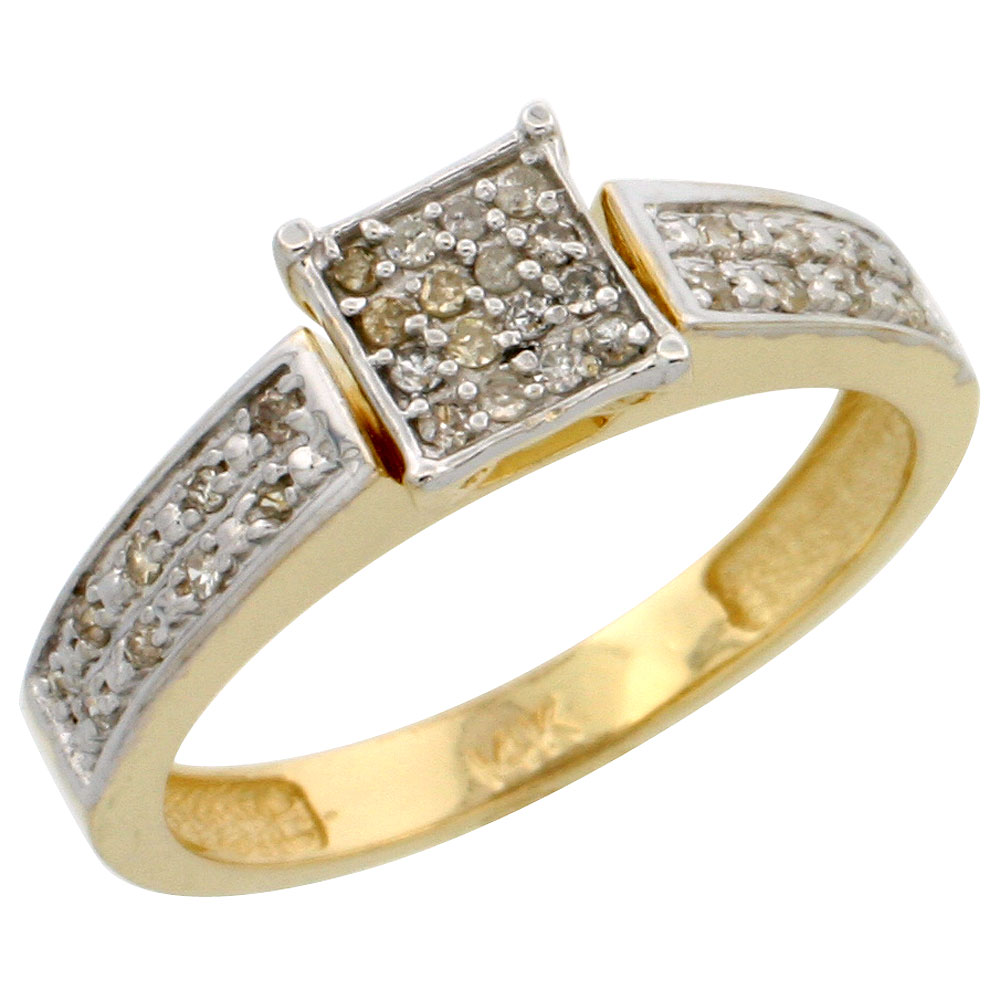 14k Gold Diamond Engagement Ring, w/ 0.14 Carat Brilliant Cut Diamonds, 5/32 in. (4mm) wide