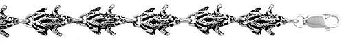 Sterling Silver Frog Charm Bracelet, 7 inches long