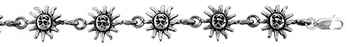 Sterling Silver Sun Charm Bracelet, 7 inches long
