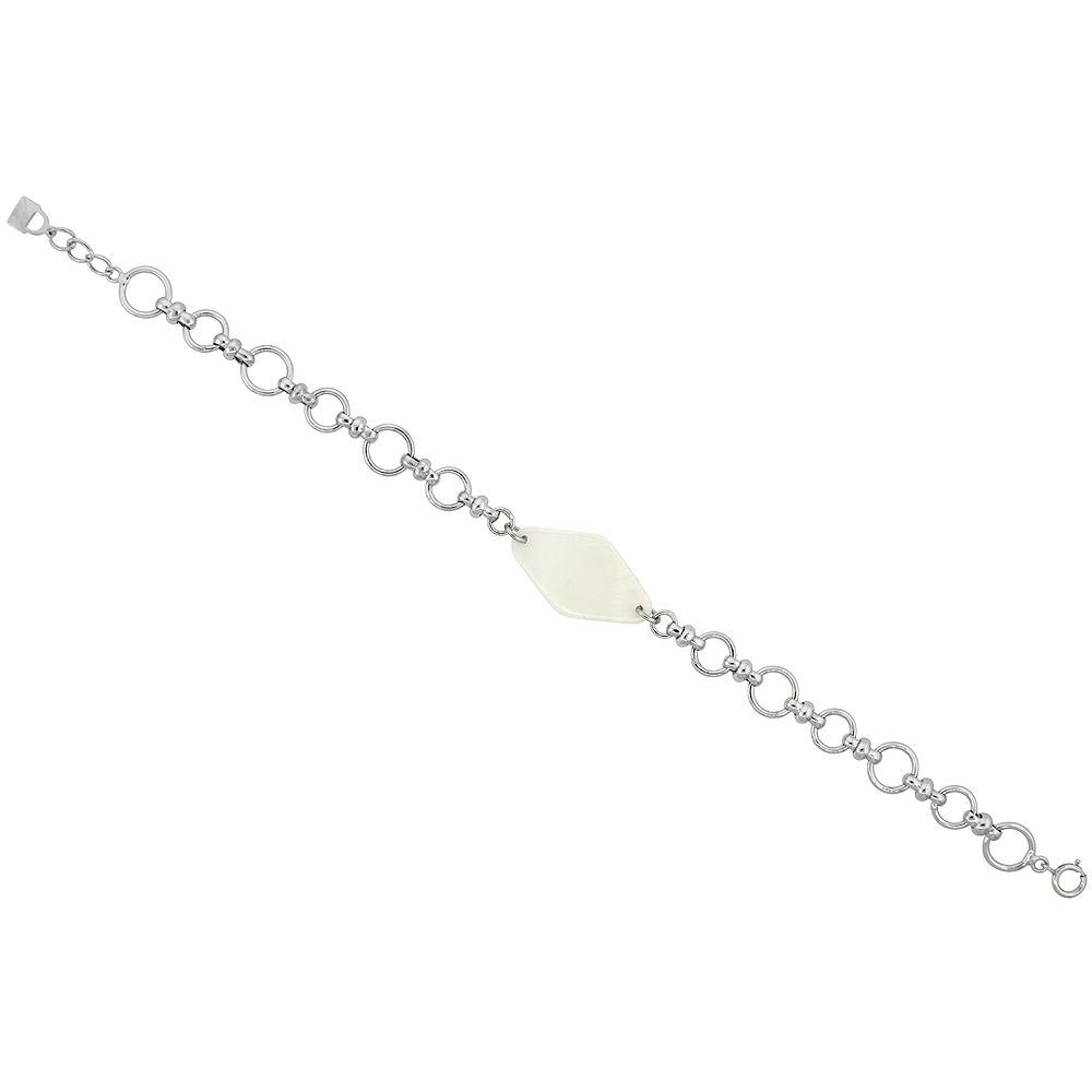 Sterling Silver Marquise Shell Bracelet, 7 inch long