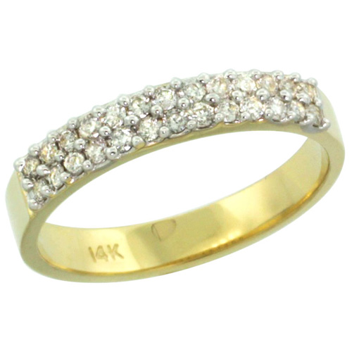 14k Gold 2-Row Diamond Ring Band w/ 0.31 Carat Brilliant Cut ( H-I Color; SI1 Clarity ) Diamonds, 1/8 in. (3.5mm) wide