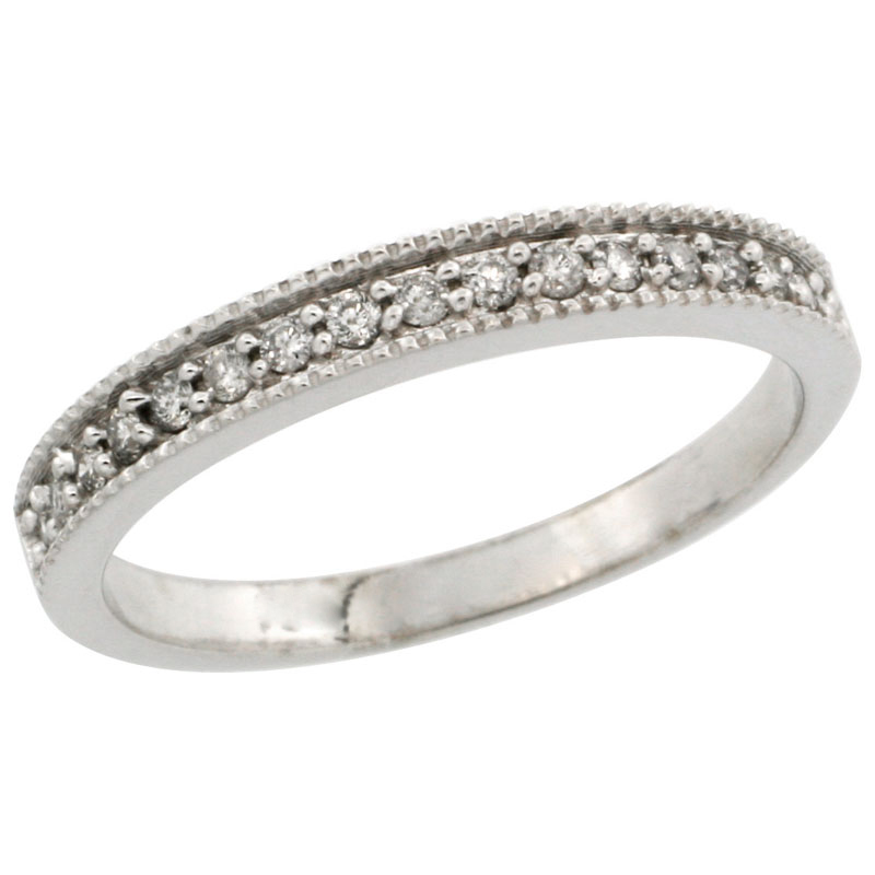 10k White Gold Ladies' 3mm Diamond Wedding Ring Band w/ 0.168 Carat Brilliant Cut Diamonds