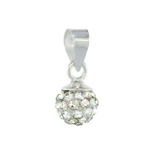 Sterling Silver White Crystal Ball Pendants 6mm