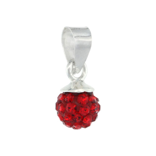 Sterling Silver Ruby Crystal Ball Pendants 6mm