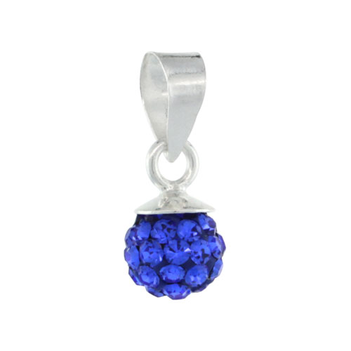 Sterling Silver Sapphire Crystal Ball Pendants 6mm