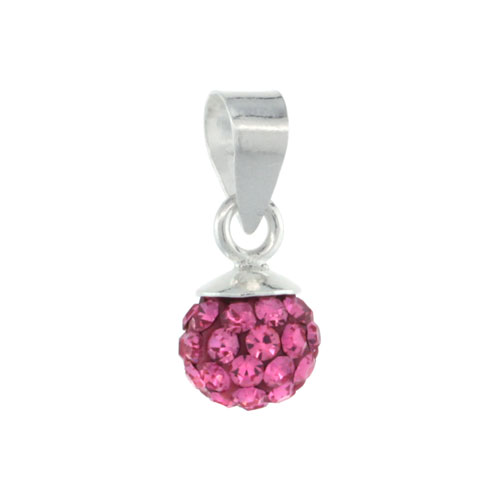 Sterling Silver Pink Tourmaline Crystal Ball Pendants 6mm