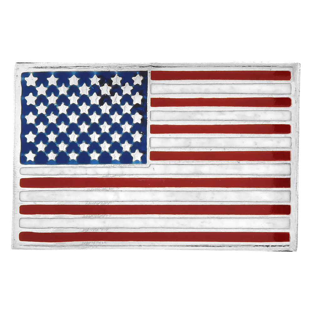 Sterling Silver United States Flag Patriotic Pin, 1 inch wide
