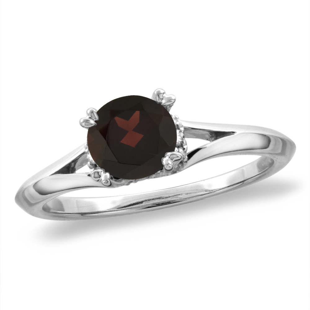 14K White/Yellow Gold Diamond Natural Black Onyx Solitaire Engagement Ring Round 6 mm, sz 5-10