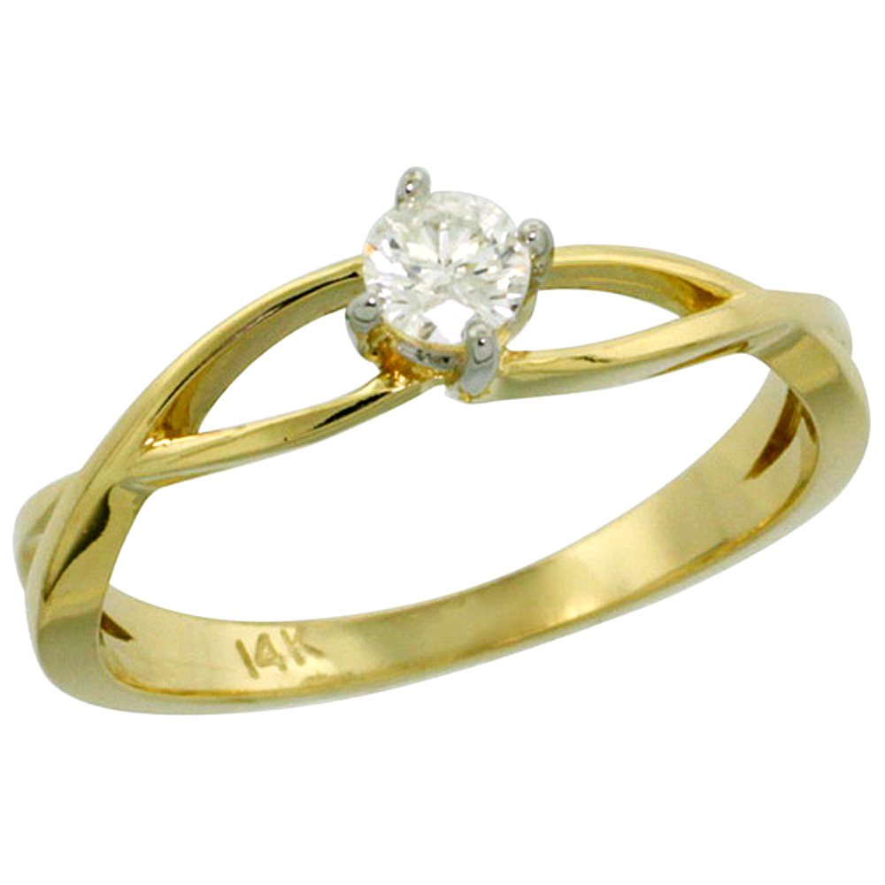 14k Gold Loop Diamond Engagement Ring w/ 0.19 Carat Brilliant Cut ( H-I Color; SI1 Clarity ) Diamond, 3/16 in. (4.5mm) wide
