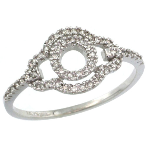 14k White Gold Clover-shaped Diamond Ring w/ 0.16 Carat Brilliant Cut ( H-I Color; VS2-SI1 Clarity ) Diamonds, 3/8 in. (10mm) wide