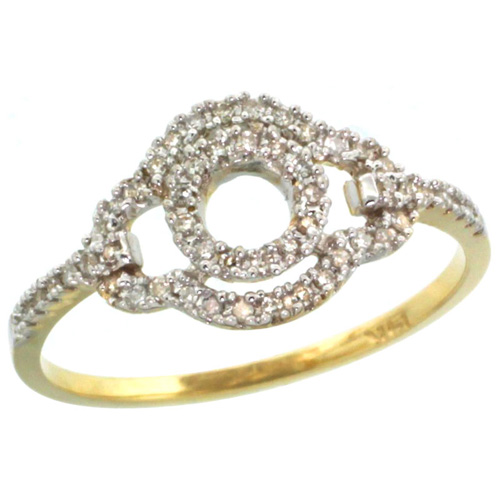 14k Gold Clover-shaped Diamond Ring w/ 0.16 Carat Brilliant Cut ( H-I Color; VS2-SI1 Clarity ) Diamonds, 3/8 in. (10mm) wide