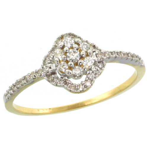 14k Gold Clover Diamond Ring w/ 0.23 Carat Brilliant Cut ( H-I Color; VS2-SI1 Clarity ) Diamonds, 3/8 in. (9mm) wide