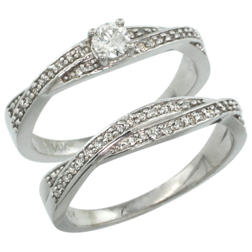 14k White Gold 2-Pc Diamond Engagment Ring Set w/ 0.36 Carat Brilliant Cut ( H-I Color; VS2-SI1 Clarity ) Diamonds, 1/4 in. (7mm) wide