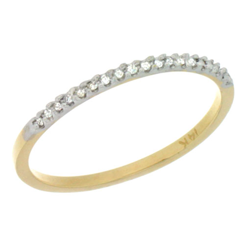 14k Gold 1mm Diamond Ring Band w/ 0.06 Carat Brilliant Cut ( H-I Color; VS2-SI1 Clarity ) Diamonds