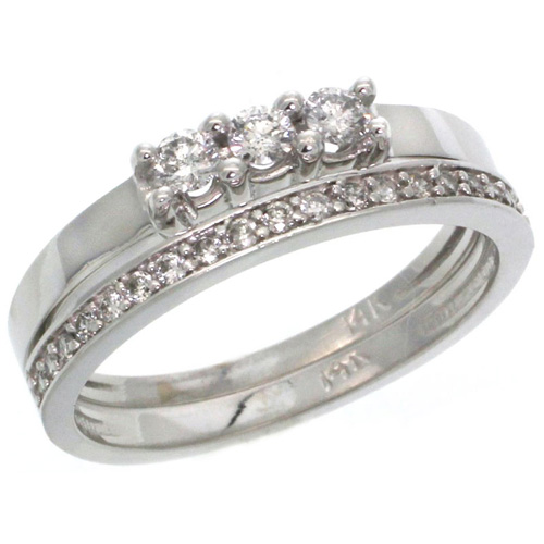 14k White Gold 2-Pc. Diamond Engagement Ring Set w/ 0.40 Carat Brilliant Cut ( H-I Color; VS2-SI1 Clarity ) Diamonds, 3/16 in. (5mm) wide