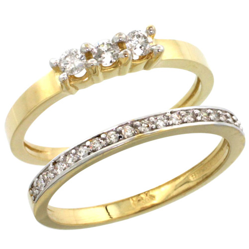 14k Gold 2-Pc. Diamond Engagement Ring Set w/ 0.40 Carat Brilliant Cut ( H-I Color; VS2-SI1 Clarity ) Diamonds, 3/16 in (5mm) wide
