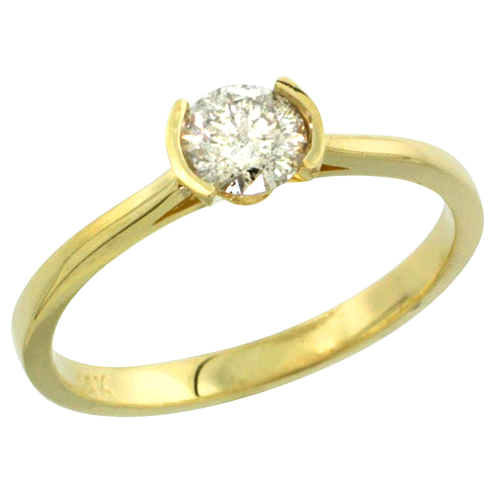 14k Gold Semi Mount (for 5mm Round Diamond) Engagement Ring 1/16 in. (2mm) wide