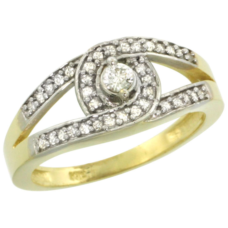 10k Gold Loop Knot Diamond Engagement Ring w/ 0.27 Carat Brilliant Cut Diamonds, 5/16 in. (8.5mm) wide