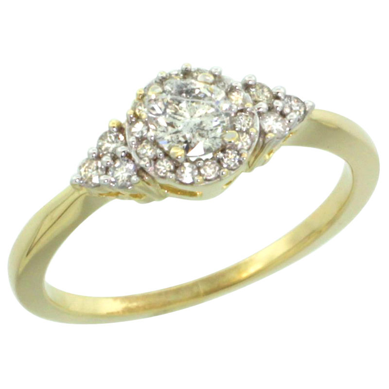 10k Gold Cluster Diamond Engagement Ring w/ 0.49 Carat Brilliant Cut Diamonds, 5/16 in. (8mm) wide