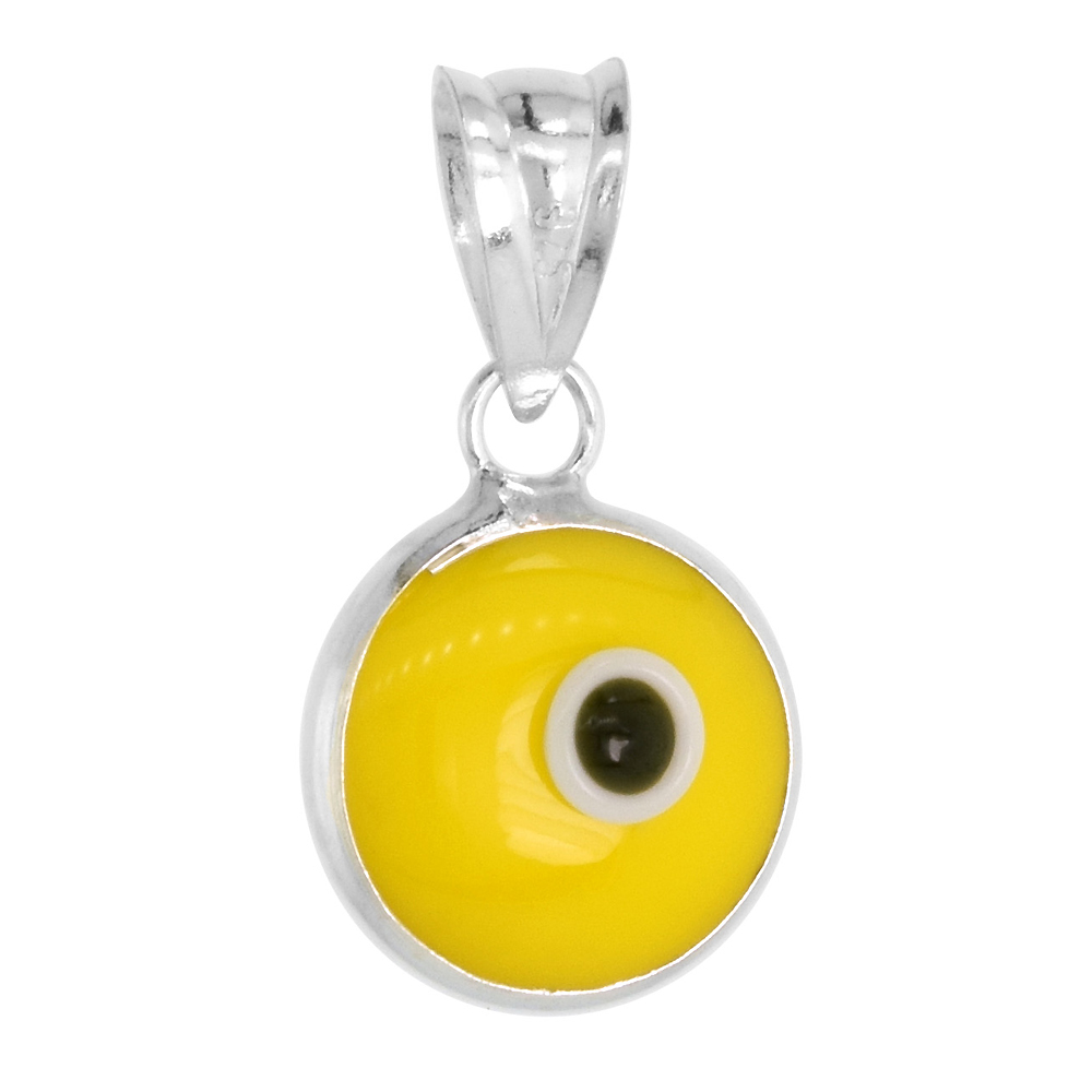 Sterling Silver Evil Eye Pendant Yellow Color