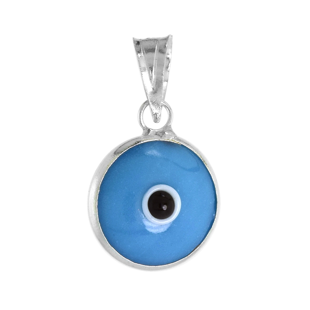 Sterling Silver Evil Eye Pendant Turquoise Color