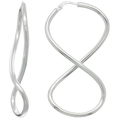 Sterling Silver Infinity Hoop Earrings, 2 inches long