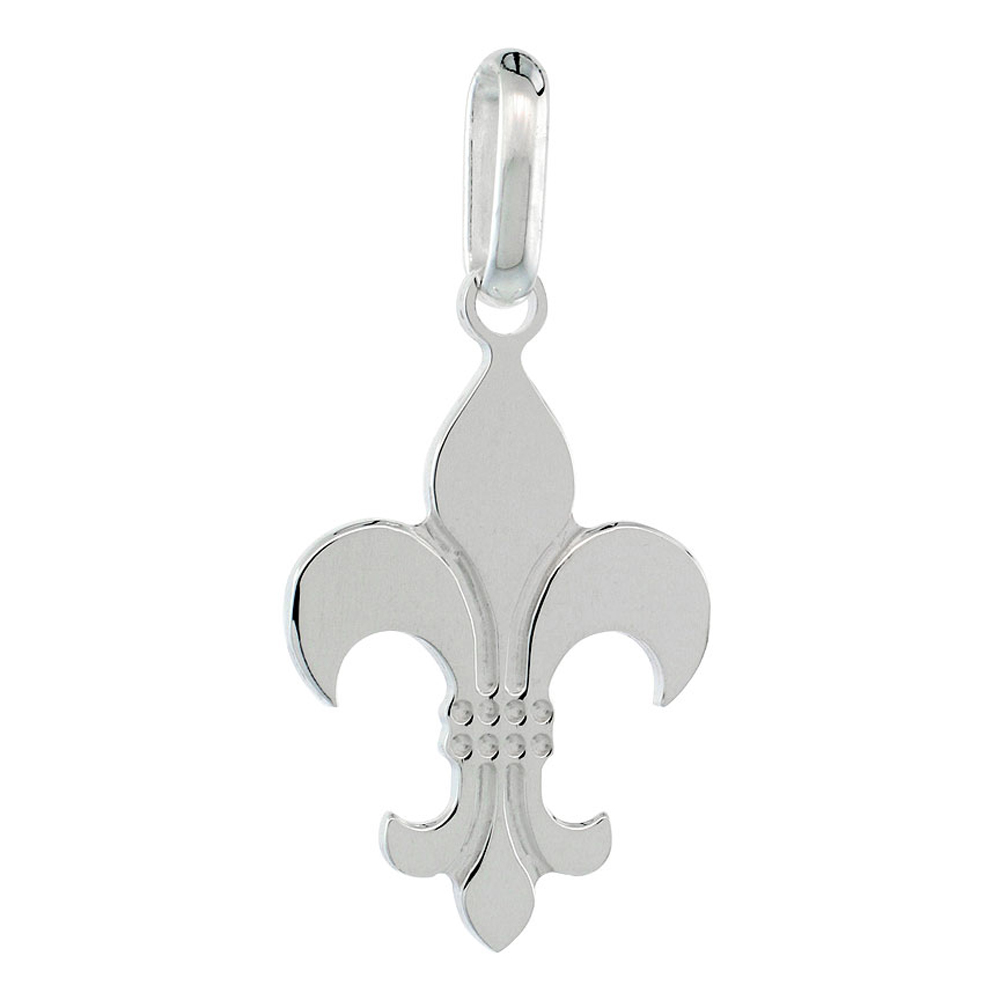 Sterling Silver Fleur De Lis Pendant 1 1/16 inch high with No Chain Included