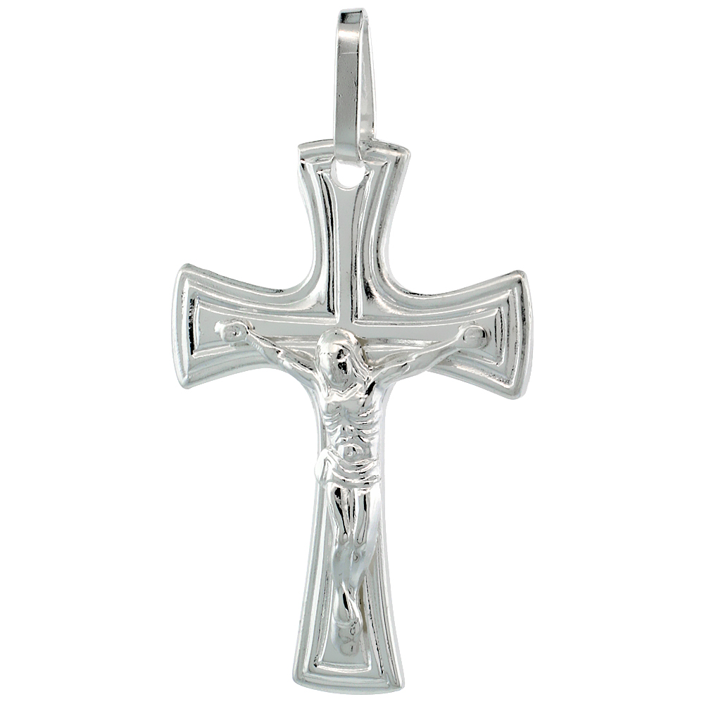 Sterling Silver Crucifix Pendant 1 1/4 inch high with No Chain Included