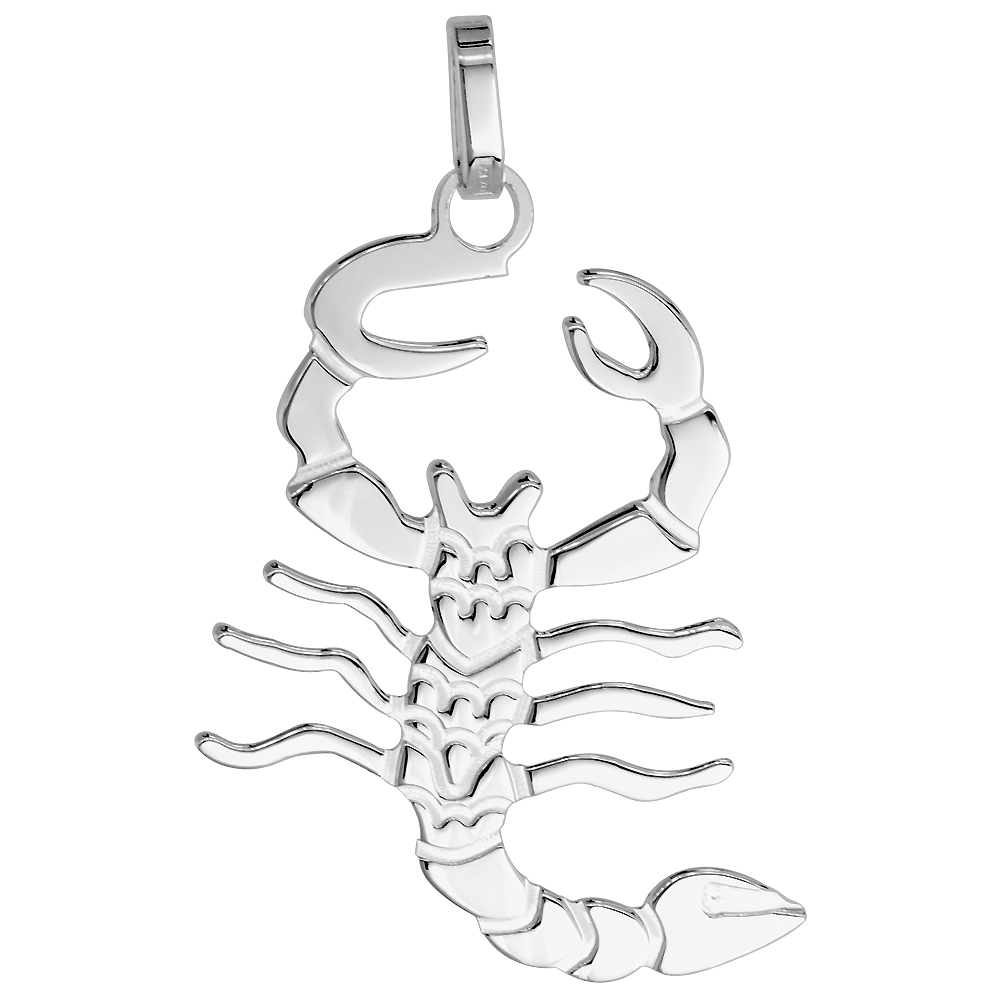 Sterling Silver Scorpion Pendant 1 1/4 inch high with No Chain Included