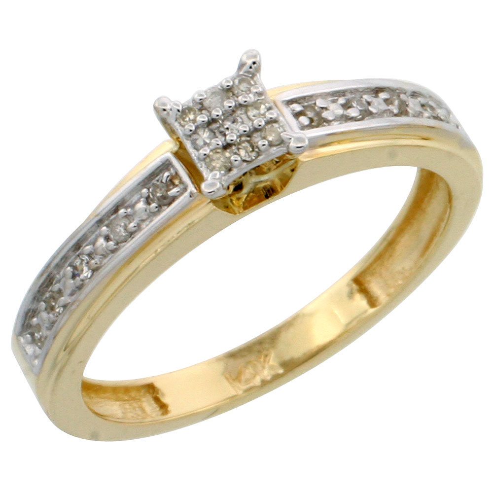 14k Gold Diamond Engagement Ring, w/ 0.13 Carat Brilliant Cut Diamonds, 5/32 in. (4mm) wide