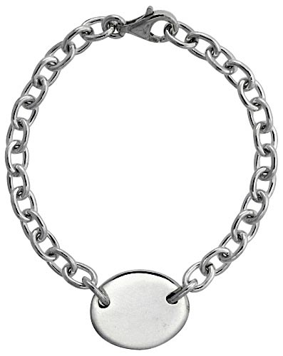 Sterling Silver Heavy Rolo Link w/ Oval Tag Bracelets and Necklaces, sizes 7, 8 & 18 inch