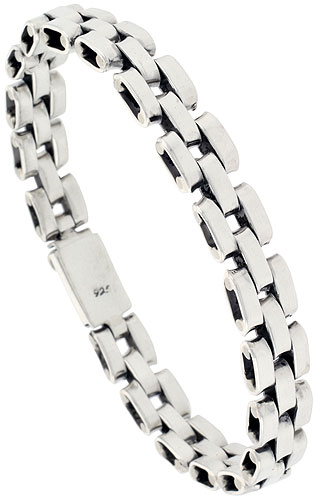 Sterling Silver Pantera Type Link Bracelet 1/2 inch wide, sizes 8, 8.5 & 9 inch