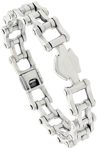 Sterling Silver Bicycle Chain Link Bracelet 1/2 inch wide, sizes 8, 8.5 & 9 inch