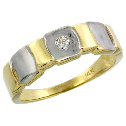 14k Gold Men's Diamond Ring w/ 0.06 Carat Brilliant Cut ( H-I Color; SI1 Clarity ) Diamond, 1/4 in. (7mm) wide