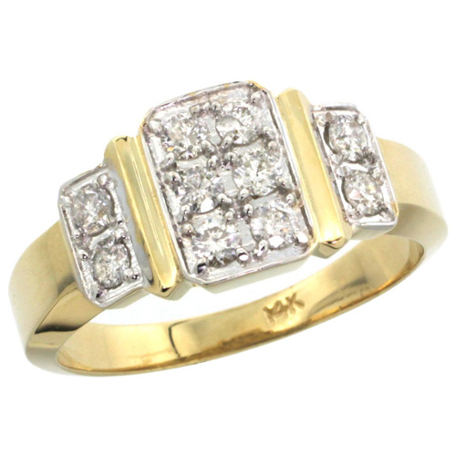 14k White Gold Men's Striped Diamond Ring, w/ 0.73 Carat Brilliant Cut ( H-I Color; VS2-SI1 Clarity ) Diamonds, 7/16 in. (11mm) wide