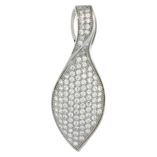 Sterling Silver Micro Pave Marquise Shape Pendant w/ White Stones