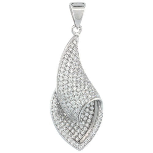 Sterling Silver Micro Pave Shell Pendant w/ White Stones