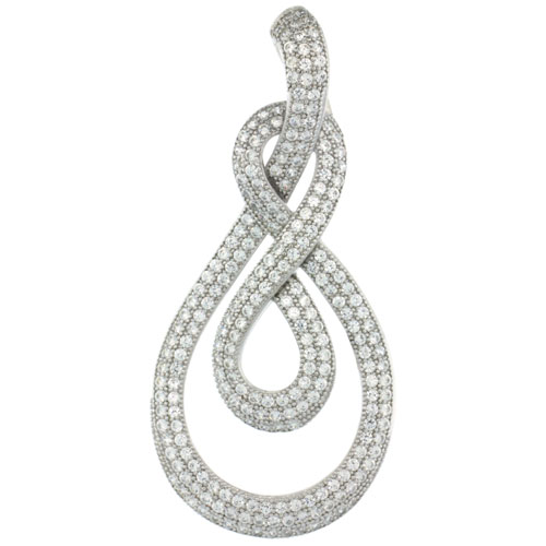 Sterling Silver Micro Pave Open Double Infinity Pendant w/ White Stones